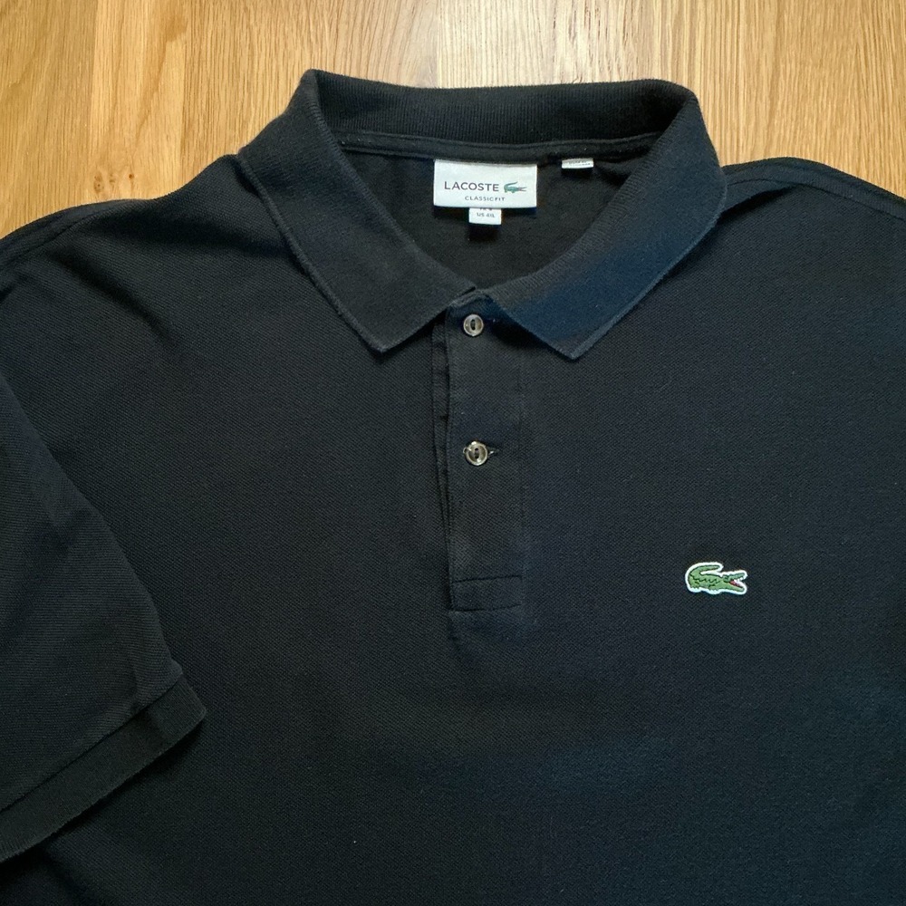 Lacoste L1212 Polo Shirt Mens 4XL Black Classic Fit Cotton Short Sleeve